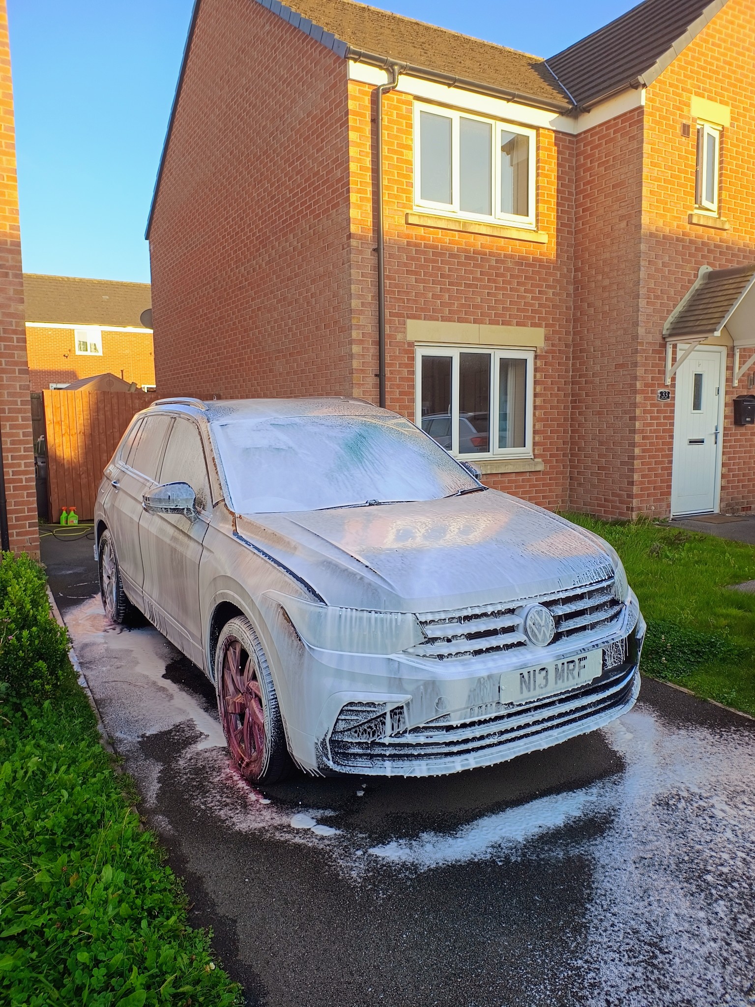 Car detailing with Weekend Warrior Snowed Under foam for road grime removal